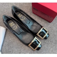 Best Product Roger Vivier Trompette Pumps 4.5cm in Patent Leather with Buckle Black/Gold 1030078