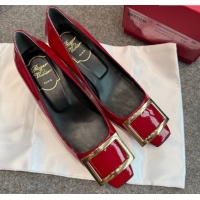 Charming Roger Vivier Trompette Pumps 4.5cm in Patent Leather with Buckle Red 1030079