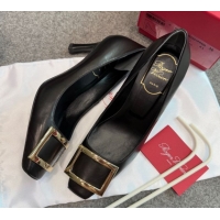 Shop Duplicate Roger Vivier Trompette Pumps 7cm in Calf Leather with Buckle Black 1030081