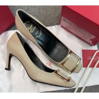 Durable Roger Vivier Trompette Pumps 7cm in Calf Leather with Buckle Grey 1030083