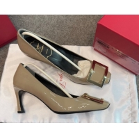 Good Product Roger Vivier Trompette Pumps 7cm in Patent Leather with Buckle Grey 1030085