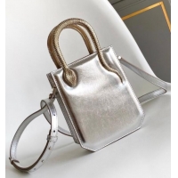 Promotional Bvlgari Serpentine Mini Tote bag in Metallic Leather 82026 Silver 2024