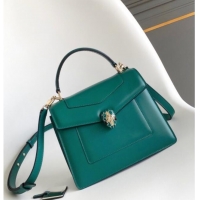 Top Quality Bvlgari Serpenti Forever Medium Top Handle bag in Calfskin 1030 Green 2024