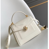 Luxury Cheap Bvlgari Serpenti Forever Medium Top Handle bag in Calfskin 1030 White 2024