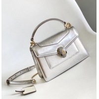 Unique Grade Bvlgari Serpenti Forever Mini Top Handle bag in Calfskin 1030 Silver 2024