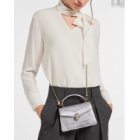 Unique Grade Bvlgari Serpenti Forever Mini Top Handle bag in Calfskin 1030 Silver 2024