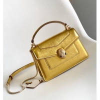 Luxury Discount Bvlgari Serpenti Forever Mini Top Handle bag in Calfskin 1030 Gold 2024