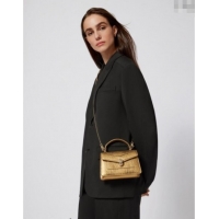 Luxury Discount Bvlgari Serpenti Forever Mini Top Handle bag in Calfskin 1030 Gold 2024