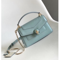 Top Grade Bvlgari Serpenti Forever Mini Top Handle bag in Calfskin 1030 Blue 2024