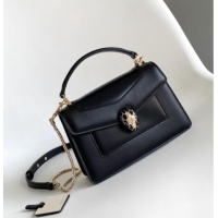 Unique Discount Bvlgari Serpenti Forever Mini Top Handle bag in Calfskin 1030 Black 2024