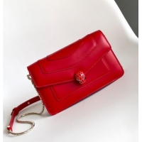 Grade Quality Bvlgari Serpenti Forever Chain Wallet Mini Crossbody bag in Calfskin 1030 Red 2024