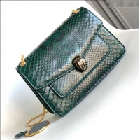 Promotional Bvlgari Serpenti Forever Medium Shoulder Bag in Shiny Python Karung Skin 30023 Green 2024