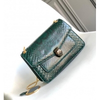 Promotional Bvlgari Serpenti Forever Medium Shoulder Bag in Shiny Python Karung Skin 30023 Green 2024