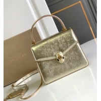 Affordable Price Bvlgari Serpenti Forever Small Top Handle Bag in Ostrich Pattern Calf Leather 30030 Gold 2024