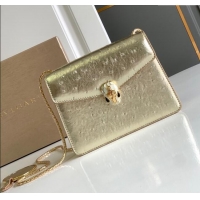 Shop Discount Bvlgari Serpenti Forever Small Crossbody Bag in Ostrich Pattern Calf Leather 30031 Gold 2024