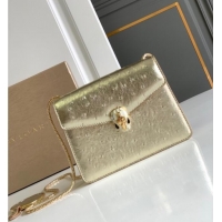 Shop Discount Bvlgari Serpenti Forever Small Crossbody Bag in Ostrich Pattern Calf Leather 30031 Gold 2024