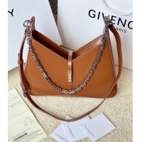 New Cheap Givenchy Small Cut Out bag in shiny leather with chain 19119 Brown 2023