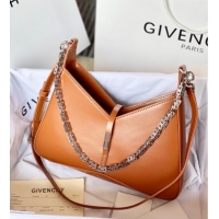 New Cheap Givenchy Small Cut Out bag in shiny leather with chain 19119 Brown 2023