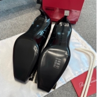 Top Grade Roger Vivier Trompette Pumps 7cm in Patent Leather with Buckle Black/Gold 1030087