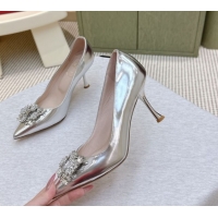 Stylish Roger Vivier Jewel Pumps 8.5cm in Calf Leather Silver 1030088