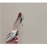 Stylish Roger Vivier Jewel Pumps 8.5cm in Calf Leather Silver 1030088