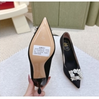 Buy Luxury Roger Vivier Jewel Pumps 8.5cm in Satin Black 1030090