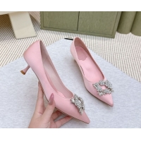 Good Quality Roger Vivier Jewel Pumps 4.5cm in Satin Pink 1030093