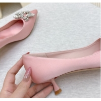 Good Quality Roger Vivier Jewel Pumps 4.5cm in Satin Pink 1030093