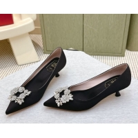 Best Grade Roger Vivier Jewel Pumps 4.5cm in Satin Black 1030095