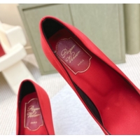 Good Quality Roger Vivier Efflorescence Jewel Pumps 8.5cm in Satin Red 1030097