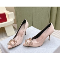 Unique Style Roger Vivier Efflorescence Jewel Pumps 8.5cm in Satin Pink 1030098