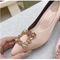 Good Quality Roger Vivier Efflorescence Jewel Pumps 6.5cm in Satin Pink 1030101