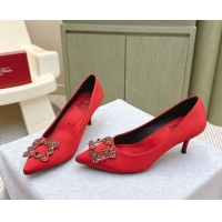 Best Price Roger Vivier Efflorescence Jewel Pumps 6.5cm in Satin Red 1030102