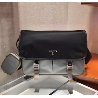 Reasonable Price Prada Mens Nylon Cross-Body Messenger Bag 2VD768 Grey/Black 2025