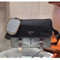 Reasonable Price Prada Mens Nylon Cross-Body Messenger Bag 2VD768 Grey/Black 2025
