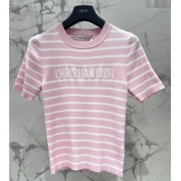 Promotional Dior Knit Short-sleeved Sweater D072415 Pink 2025