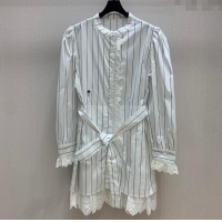 Buy Luxury Dior Striped Dres with Lace 0813 White 2025