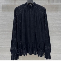Low Price Dior Cashmere Wool Crochet Sweater 0815 Black 2025