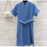 Top Grade Dior Tweed Dress 0812 Blue 2025
