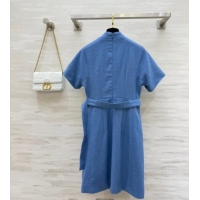Top Grade Dior Tweed Dress 0812 Blue 2025