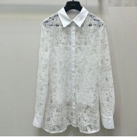 Famous Brand Dior Embroidered Lace Jacket 0812 White 2025