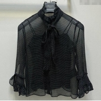 Reasonable Price Prada Dotted Silk Shirt 0812 Black 2025