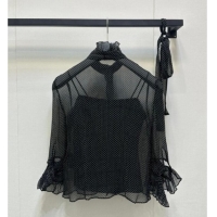 Reasonable Price Prada Dotted Silk Shirt 0812 Black 2025