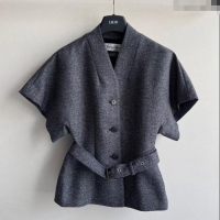 Luxurious Discount Dior Wool Silk Shirt 0812 Grey 2025
