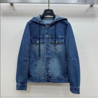 Best Quality Dior Denim Hoodie Jacket 0815 Blue 2025