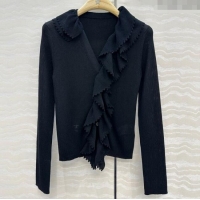 Top Quality Dior Linen and Silk Cardigan 0815 Black 2025