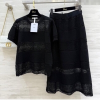 Shop Low Cost Dior Knit Top and Skirt D9215 Black 2025