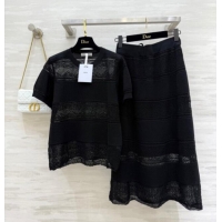 Shop Low Cost Dior Knit Top and Skirt D9215 Black 2025