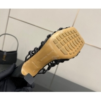 Purchase Bottega Veneta Riva Heel Mules 9cm in Woven Knotted Leather with Frog Charm Black 50823001