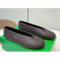 Best Grade Bottega Veneta Rosa Ballerinas Flat in Mini Intrecciato Leather Fondant Brown 0823008
